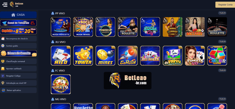Aplicativo de jogo de aposta